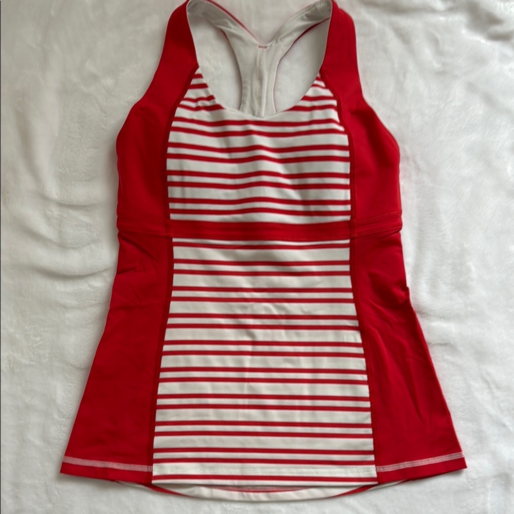 Lululemon Red and White Striped Tank Top